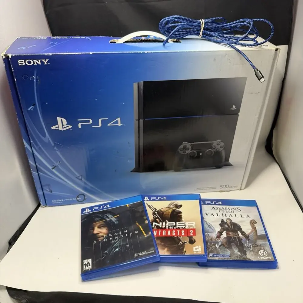 Sony PlayStation 4 PS4 500GB Controllers Games Charging Dock Box Complete Lot